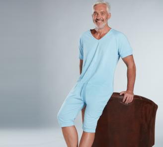 Pyjama pour incontinence en tricot, Manches et jambes courtes