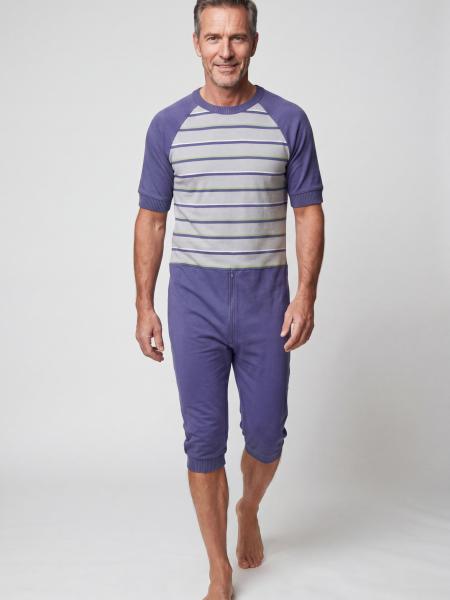 grenouillère courte homme rayé gris