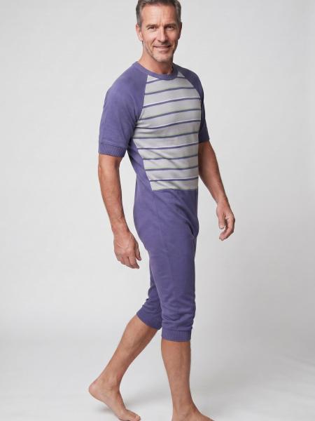 grenouillère courte homme rayé gris