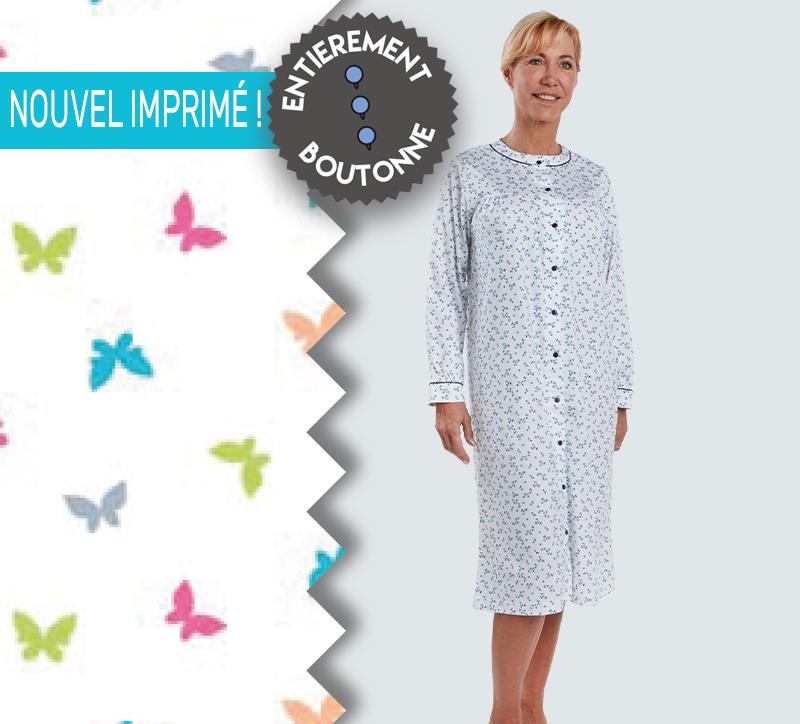 Chemise De Nuit Imprimee Boutonnee Devant Benefactor