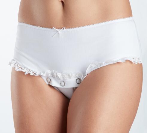 Culotte blanche ouverture devant avec pression