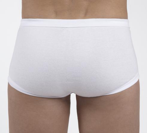 Slip ouvert homme blanc de dos